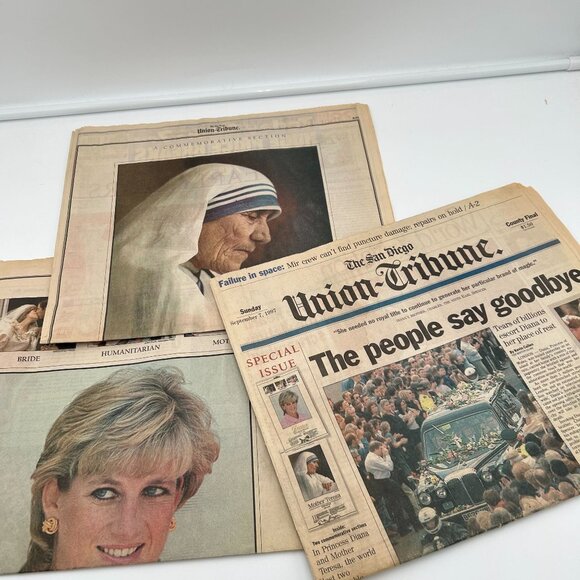 Vintage San Diego Union-Tribune Newspaper Princess Diana & Mother Teresa Tribute - Picture 3 of 3